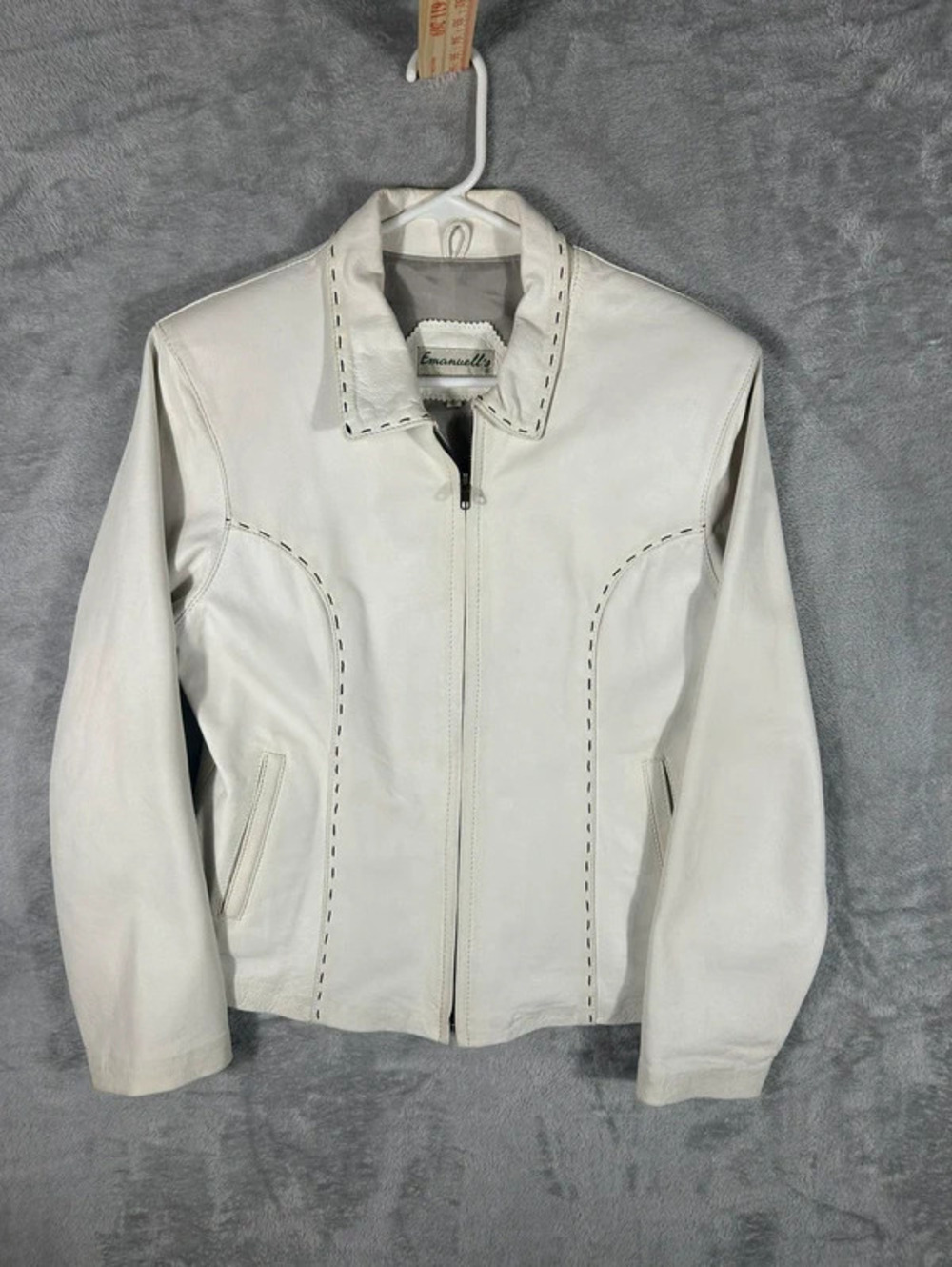 vintage emanuell’s white leather jacket size L